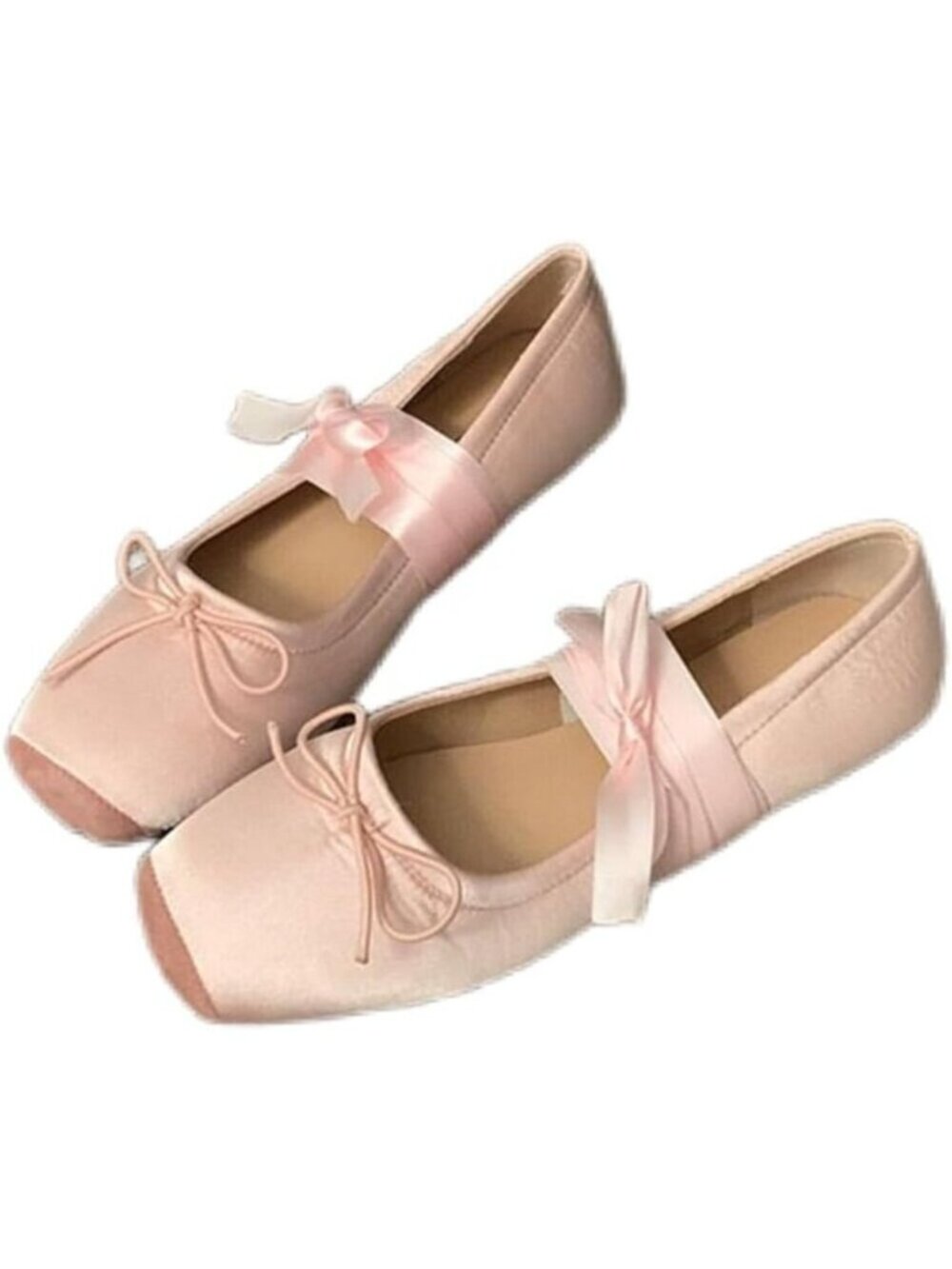 Women Pink Canvas Lace Up Ankle Strap Floral Dressy Ballet Flats Shoes